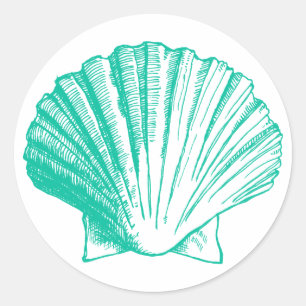 Dark Aqua Sea Shell Sticker