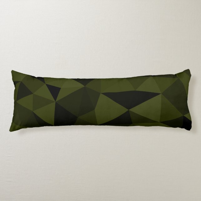 Dark army green black geometric mesh pattern cool  body cushion (Front)