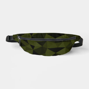 Dark army green black geometric mesh pattern cool bum bags