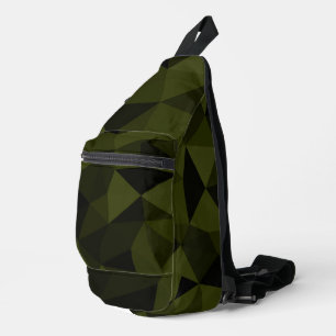 Dark army green black geometric mesh pattern cool  sling bag