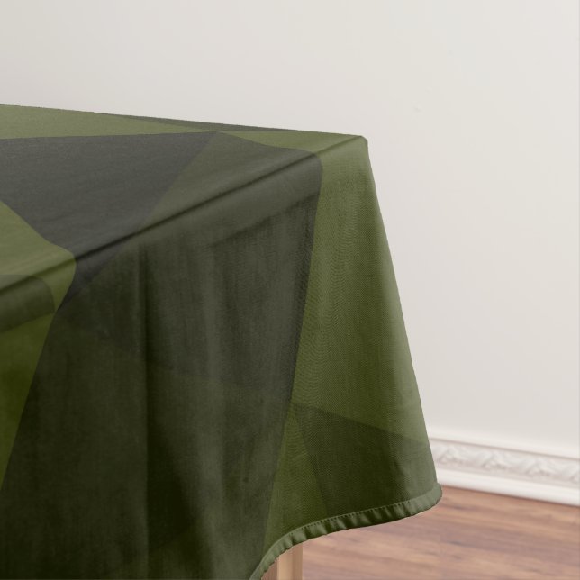 Dark army green black geometric mesh pattern cool  tablecloth (In Situ)