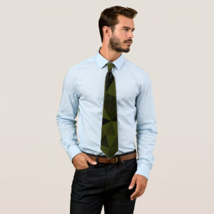 Dark army green black geometric mesh pattern cool  tie