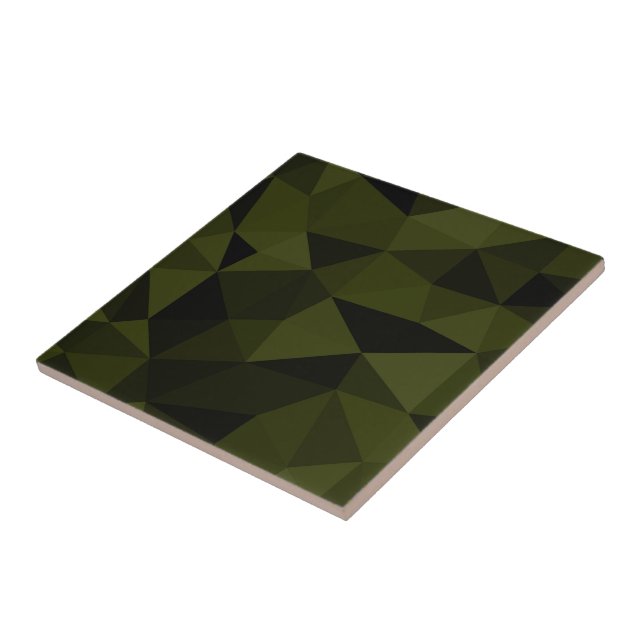 Dark army green black geometric mesh pattern cool  tile (Side)