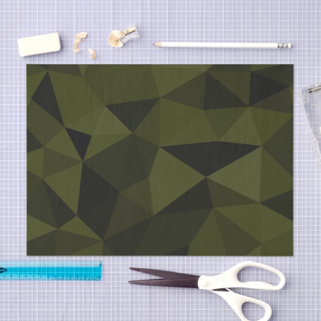 Dark army green black geometric mesh pattern cool  tissue paper (Craft)