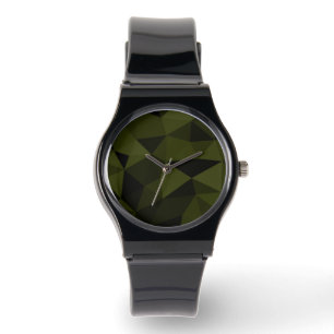 Dark army green black geometric mesh pattern cool  watch