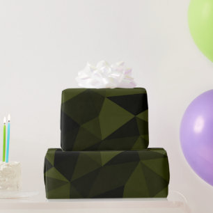 Dark army green black geometric mesh pattern cool  wrapping paper