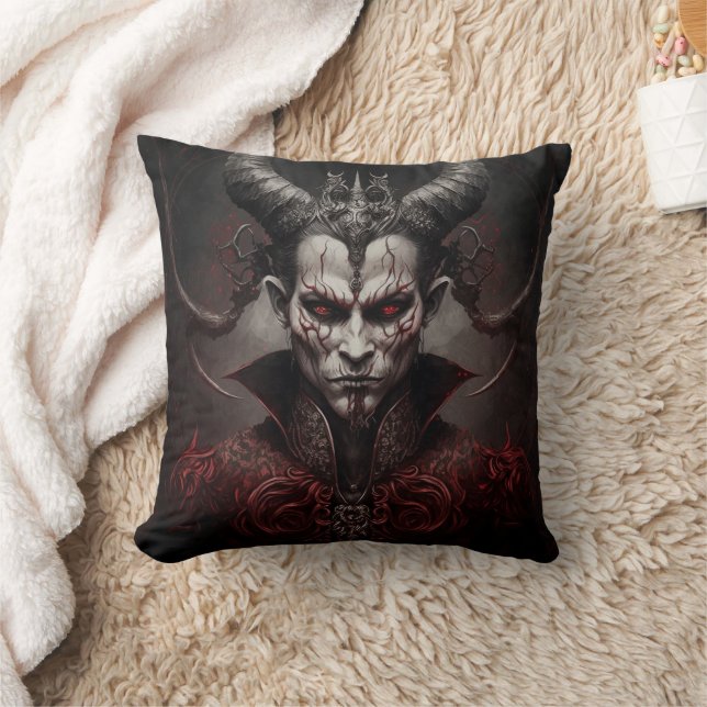 Dark Art Angry Devil Motif  Cushion (Blanket)