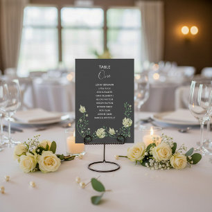 Dark Art deco flowers Table Number Seating Chart