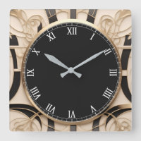 Dark Art Nouveau Art Deco Clock - Black White Gold
