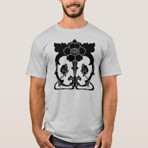 Dark Art Nouveau Flower Motif T-Shirt