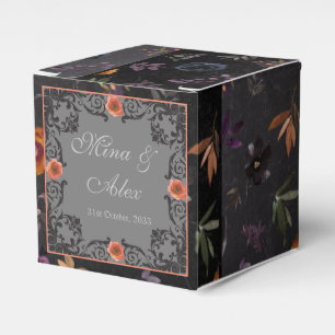 Dark Autumn Floral Personalised Wedding  Favour Box