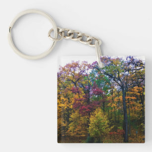 Dark Autumn Forest Key Ring