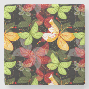 Dark Autumn Pattern Stone Coaster