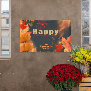 Dark Autumn Pumpkin Family Thanksgiving Banner
