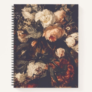 Dark Autumn Vintage Floral Notebook Pink Red 2