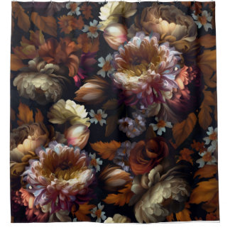 Dark Autumnal Vintage Moody Florals Goth Garden 1 Shower Curtain