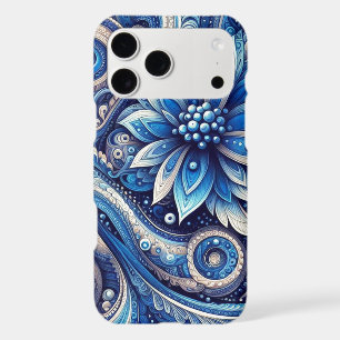 Dark Azure Navy Blue Black Paisley Art Pattern