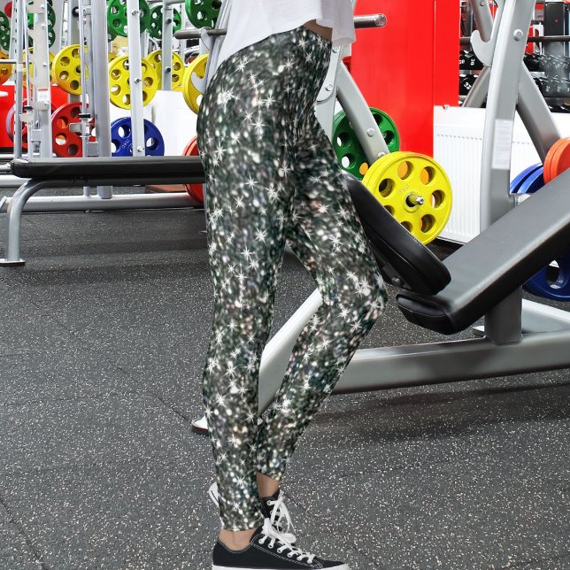 Dark Azure Turquoise Grey Azure White Glitter Gift Leggings (Creator Uploaded)