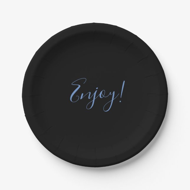 Dark Background Enjoy Paper Plate (Front)