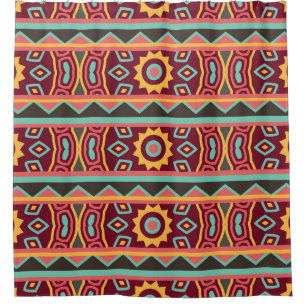 Dark Background: Ethnic Aztec Seamless Shower Curtain