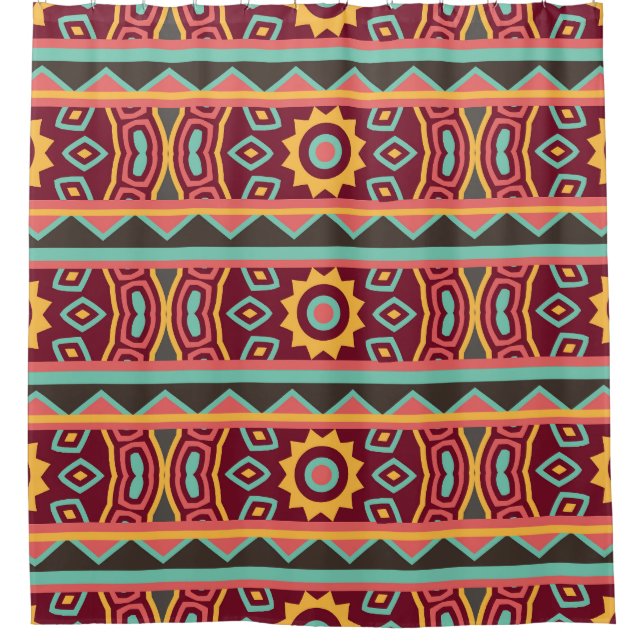 Dark Background: Ethnic Aztec Seamless Shower Curtain (Front)