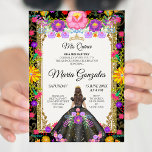 Dark Background Mexican Girl Quinceanera 2 Invitation<br><div class="desc">Dark Background Mexican Girl Quinceanera 2
Mis Quince Anos,  15th Birthday, </div>