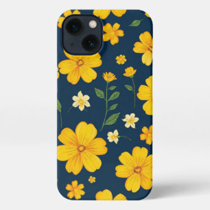 Dark Background Yellow Floral iPhone 13 Case