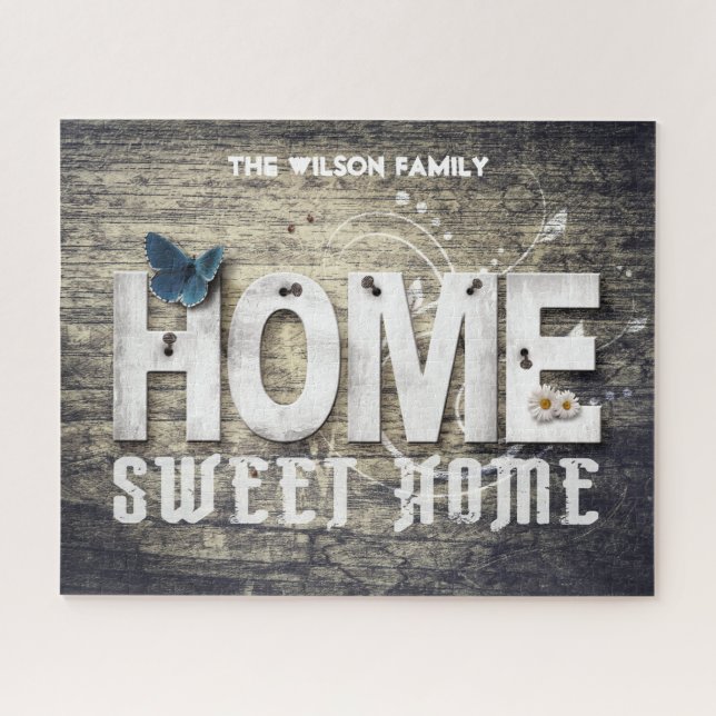 Dark barn wood "Home Sweet Home" rustic sign, Jigsaw Puzzle (Horizontal)