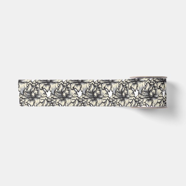 dark baroque floral satin ribbon (Front)