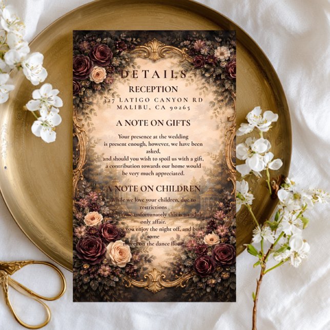 Dark Baroque Floral Wedding Enclosure Card (Creator Uploaded)