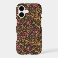 Dark Baroque Floral with Gold Scrolls