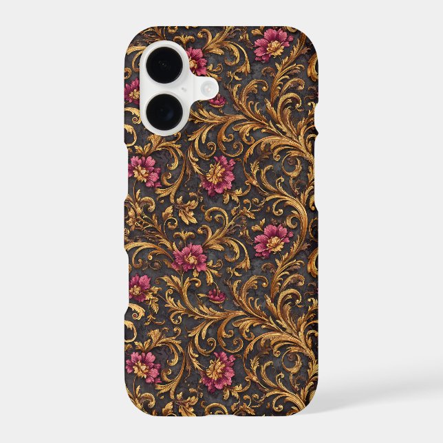 Dark Baroque Floral with Gold Scrolls (Back)