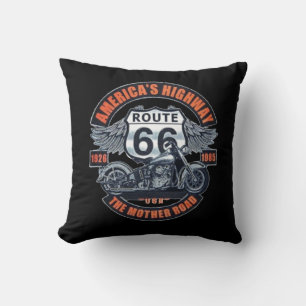 Dark Basic theme Route 66 Motorcycles Cushion
