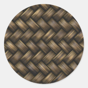 dark basket weave classic round sticker