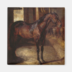 Dark Bay Horse in the stable Magnet