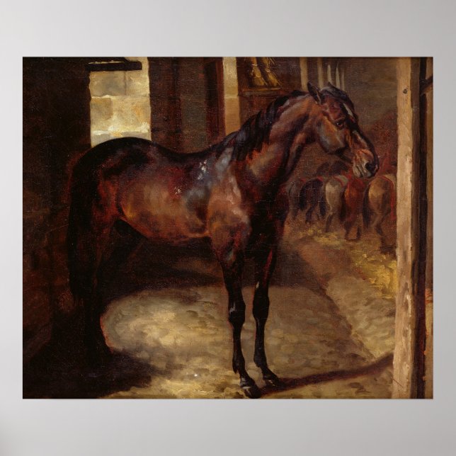 Dark Bay Horse in the stable Poster (Front)