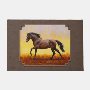 Dark Bay Running Horse Taupe Doormat