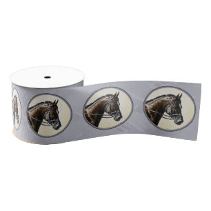 Dark Bay Sport Horse Grey Grosgrain Ribbon
