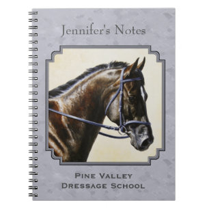 Dark Bay Sport Horse Grey Spiral Notebook