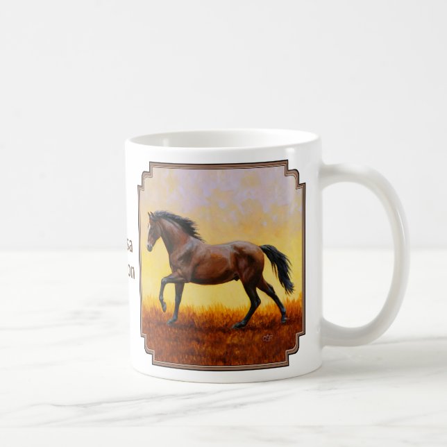 Dark Bay Stallion Horse Galloping Coffee Mug (Right)