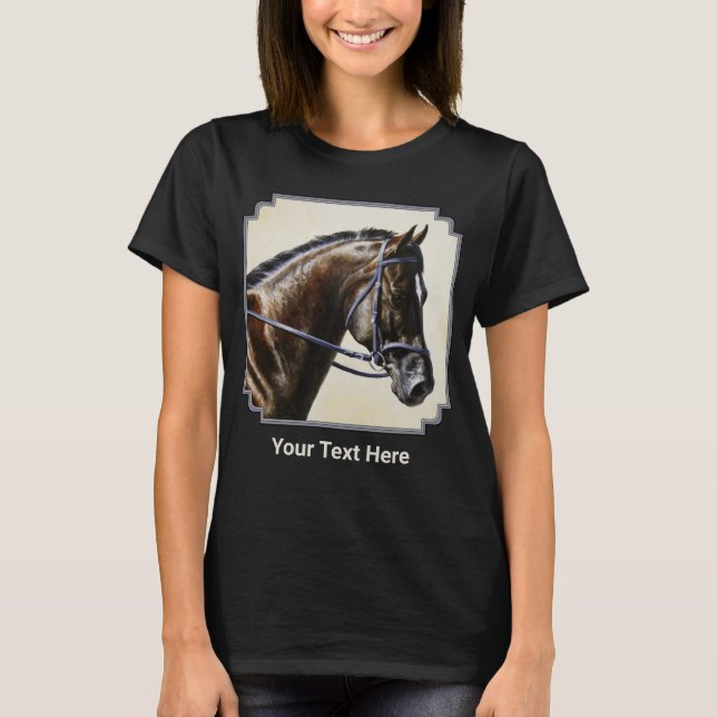 Dark Bay Trakehner Warmblood Horse T-Shirt (Front)