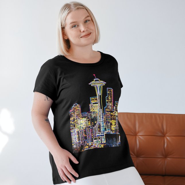 Dark be the Night - Luminous Seattle Skyline T-Shirt (Creator Uploaded)