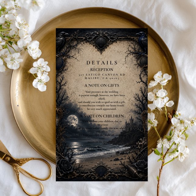 Dark Beach Goth Wedding Enclosure Card (Creator Uploaded)