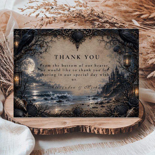 Dark Beach Goth Wedding Thank You Card (Creator Uploaded)