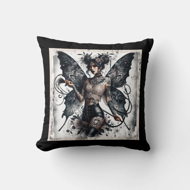 Dark Beauty Gothic Asian Fairy Tattoos & Whip Cushion (Front)