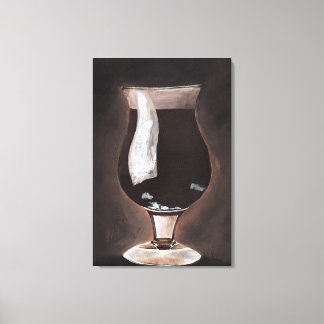 Dark Beer in Tulip Glass Porter Stout Painting Art Canvas Print