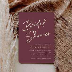 Dark Berry   Boho Minimalist Script Bridal Shower