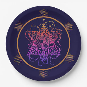 Dark Berry Rainbow Jewish Star    Paper Plate