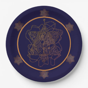 Dark Berry Wine Jewish Star Paper Plates