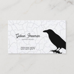 Dark Black and White Crow Tattoo Artist Business Card